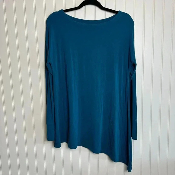 Cuddl Duds teal long sleeve asymmetrical hemline tunic size medium P17 - Picture 1 of 3